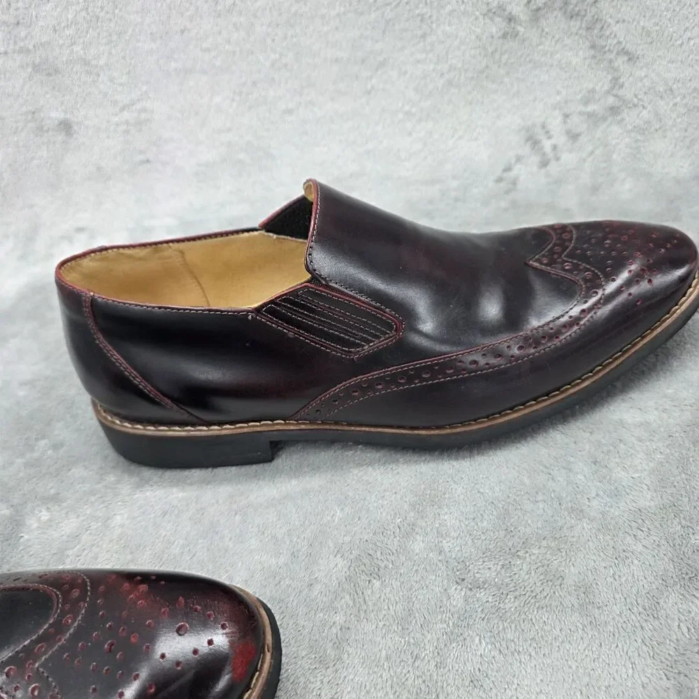 Sandro Moscoloni Men's Leather Wingtip Loafers Burgandy Size 10D Shoes